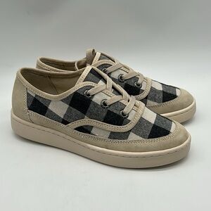 Zodiac Cheezburger Plaid Lace-Up Sneakers Women’s Size 6M Black White Tan NWT